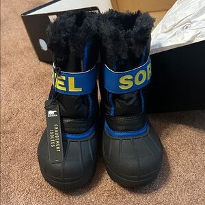 Sorel Kids' Black and Blue Snow Boots